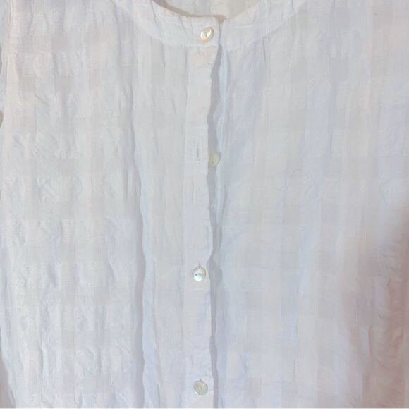 Pure Jill White Puckered Blouse Long Sleeves Button Up Sz Small Gorgeous - Picture 4 of 8